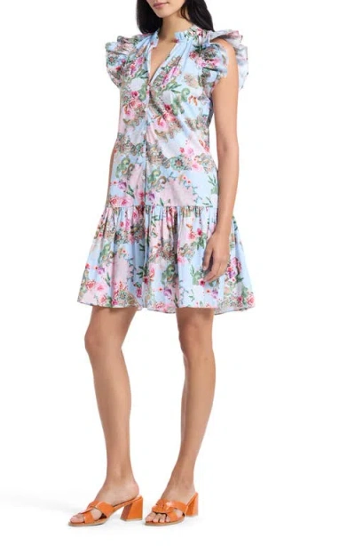 Robert Graham Savannah Floral Paisley Cap Sleeve Shift Dress In Blue