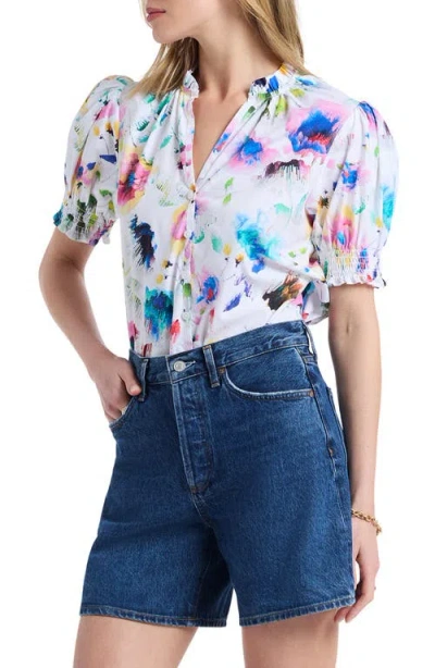 Robert Graham Mila Short Sleeve Woven Shirt In Neutral