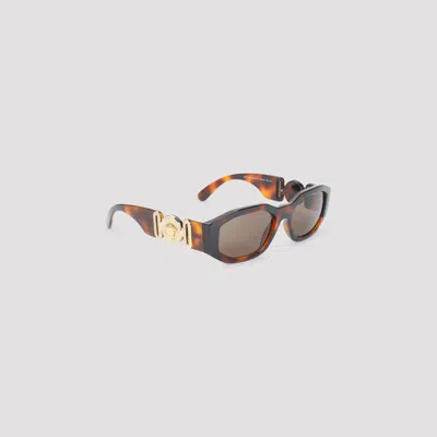 Versace Rectangular Frame Sunglasses In Brown