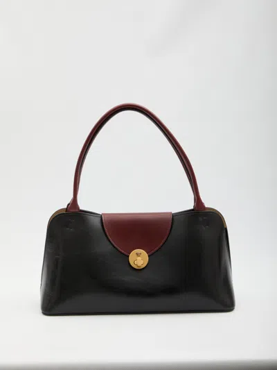 Versace Vivian Medium Two-tone Textured-leather Shoulder Bag In Black