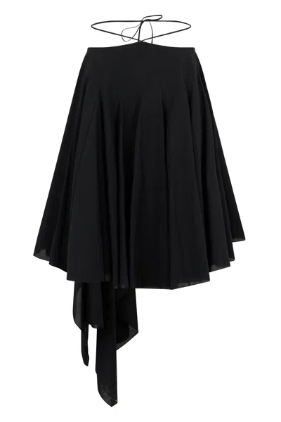 Jacquemus Courte Asymmetric Cotton-blend Crepon Halterneck Dress In Black