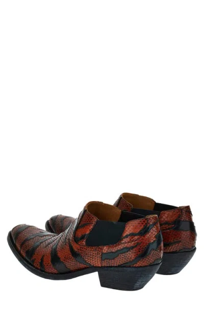 Versace First Line Tiger Python Embossed Texan Boot In Brown