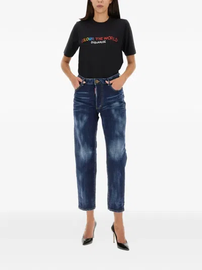 Dsquared2 Dsquared Cropped Button Closure Jeans In Blue