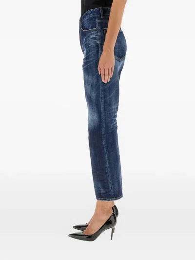 Dsquared2 Dsquared Cropped Button Closure Jeans In Blue