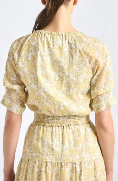 Derek Lam 10 Crosby Suri Printed Voile Tuck Front Top In Multi