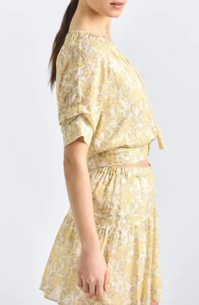 Derek Lam 10 Crosby Suri Printed Voile Tuck Front Top In Multi