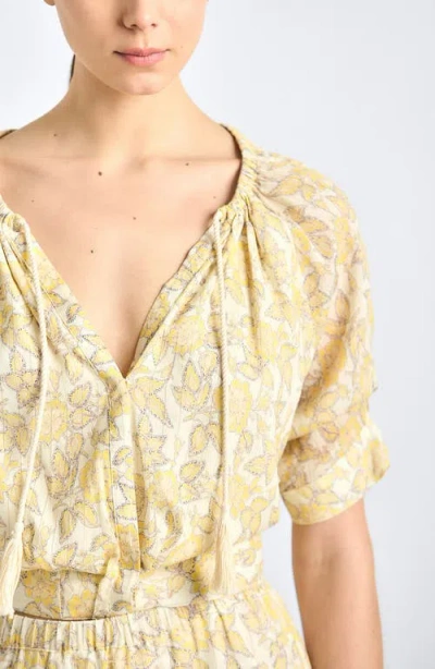 Derek Lam 10 Crosby Suri Printed Voile Tuck Front Top In Multi