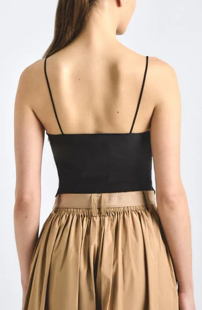 Derek Lam 10 Crosby Shira Poplin Double Tie Front Top In Black