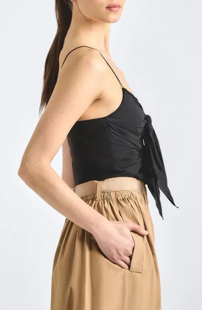 Derek Lam 10 Crosby Shira Poplin Double Tie Front Top In Black