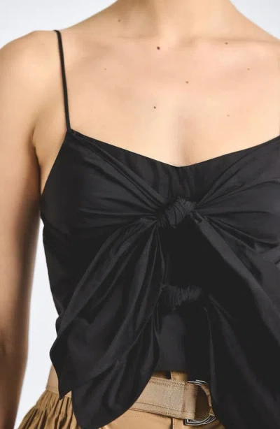 Derek Lam 10 Crosby Shira Poplin Double Tie Front Top In Black