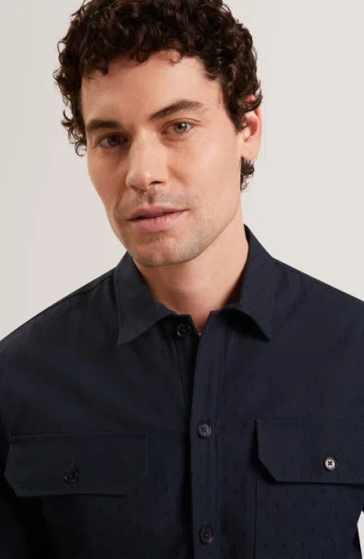 Ted Baker Levon Jacquard Overshirt In Blue