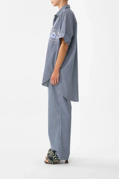 Camilla Button Front Lounge Pant Sevillian Style In Blue