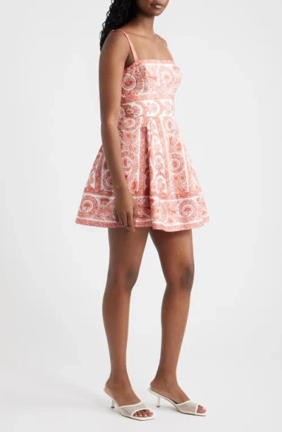 Hill House Home The Margot Mini Dress Corsica Paisley Coral In Multi
