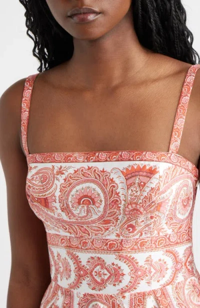 Hill House Home The Margot Mini Dress Corsica Paisley Coral In Multi