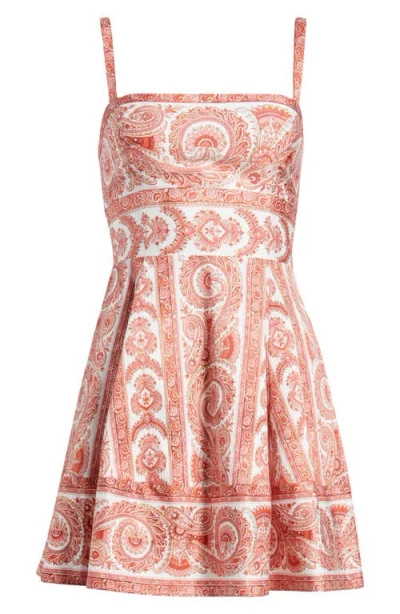 Hill House Home The Margot Mini Dress Corsica Paisley Coral In Multi