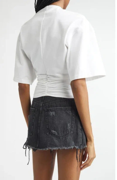 Alexander Wang Gathered T-shirt With Continuous Loop Zipper In White