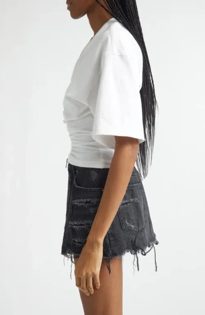 Alexander Wang Gathered T-shirt With Continuous Loop Zipper In White