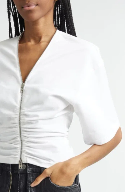 Alexander Wang Gathered T-shirt With Continuous Loop Zipper In White