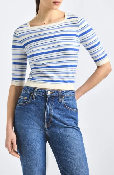 Derek Lam 10 Crosby Andora Striped Boatneck Sweater In Blue