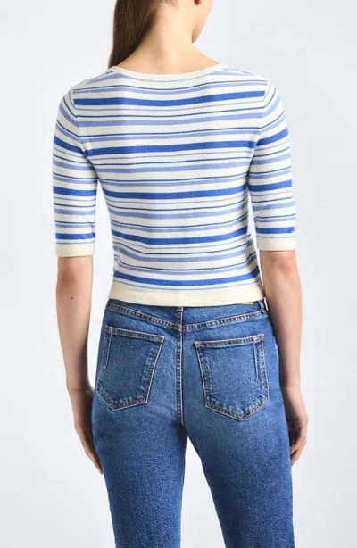 Derek Lam 10 Crosby Andora Striped Boatneck Sweater In Blue