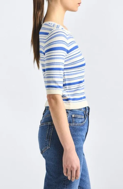 Derek Lam 10 Crosby Andora Striped Boatneck Sweater In Blue