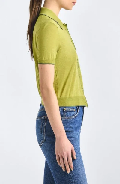 Derek Lam 10 Crosby Dorella Short Sleeve Polo Sweater In Green