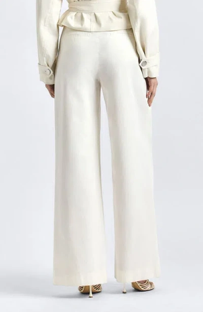 Derek Lam 10 Crosby Juliana Pleated Wide Leg Twill Pants In Neutral