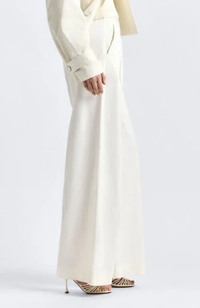 Derek Lam 10 Crosby Juliana Pleated Wide Leg Twill Pants In Neutral
