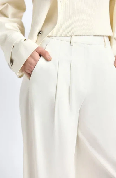 Derek Lam 10 Crosby Juliana Pleated Wide Leg Twill Pants In Neutral