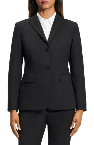 Theory Traceable Wool Slim Single-breasted Blazer In Black
