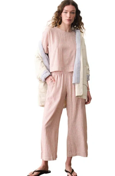 Marine Layer Allison Stripe Pull-on Crop Wide Leg Hemp Blend Pants In Multi