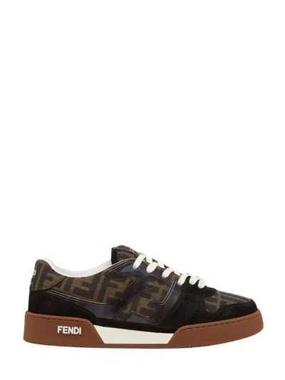 Fendi Match Sneaker In Black Fabric And Suede Women In Black