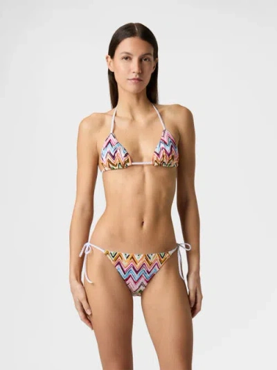 Missoni Multicolor Bikini With Adjustable Tie Closure And All-over Zigzag Motif In Viscose Blend Woman In Multi