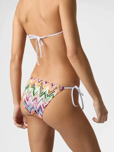 Missoni Multicolor Bikini With Adjustable Tie Closure And All-over Zigzag Motif In Viscose Blend Woman In Multi