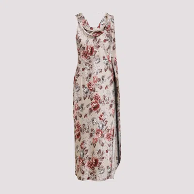 Acne Studios Womens Multi Beige Dotti Floral-print Satin Midi Dress In Brown