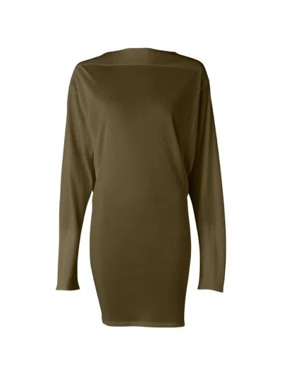Jacquemus The Mistral Open-back Draped Jersey Mini Dress In Green
