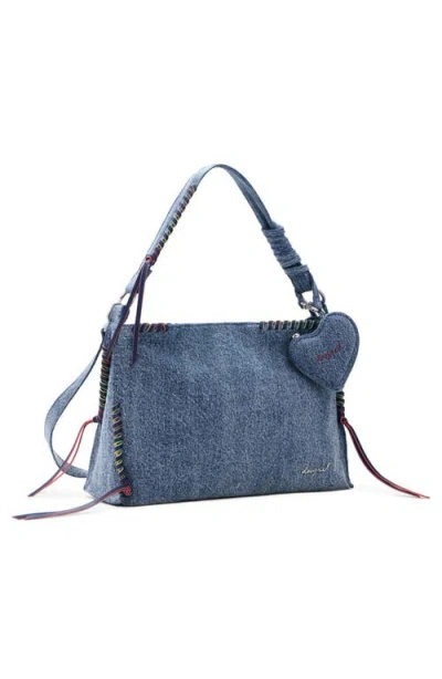 Desigual Big Denim Heart Bag In Blue