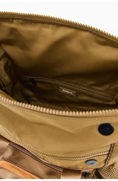 Desigual Large Nylon Backpack In Brown