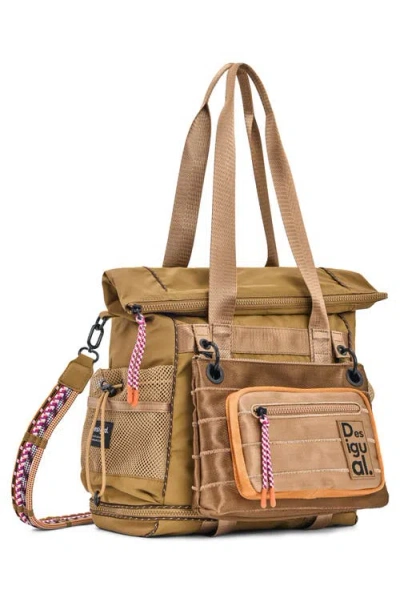 Desigual Large Nylon Backpack In Brown