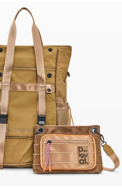 Desigual Large Nylon Backpack In Brown