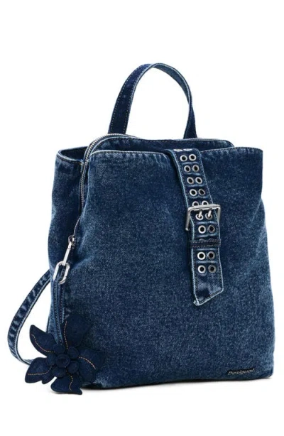 Desigual Mini Denim Backpack In Blue