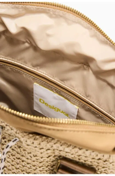 Desigual Medium Voyager Raffia Backpack In Brown