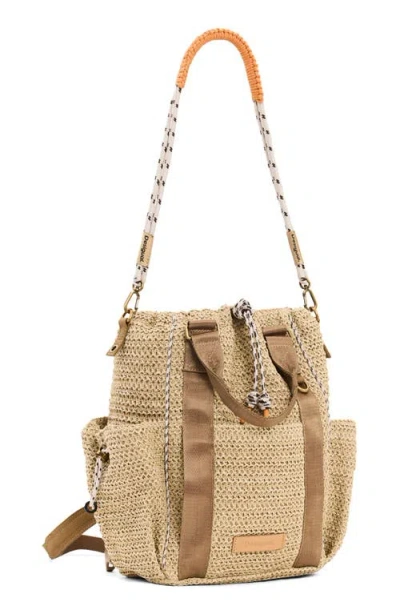 Desigual Medium Voyager Raffia Backpack In Brown
