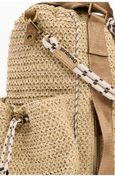 Desigual Medium Voyager Raffia Backpack In Brown