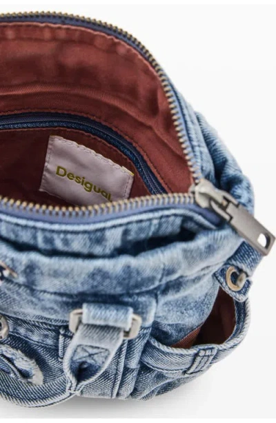 Desigual Mini Denim Crossbody Bag In Blue