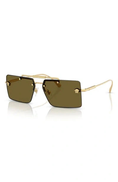 Versace 60mm Gradient Rectangular Sunglasses In Brown
