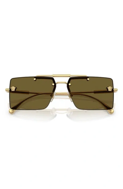 Versace 60mm Gradient Rectangular Sunglasses In Brown