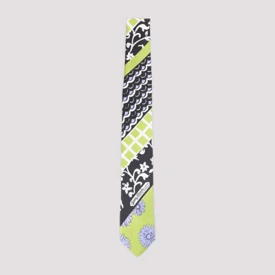 Lanvin Painted Patchwork Tie In Green