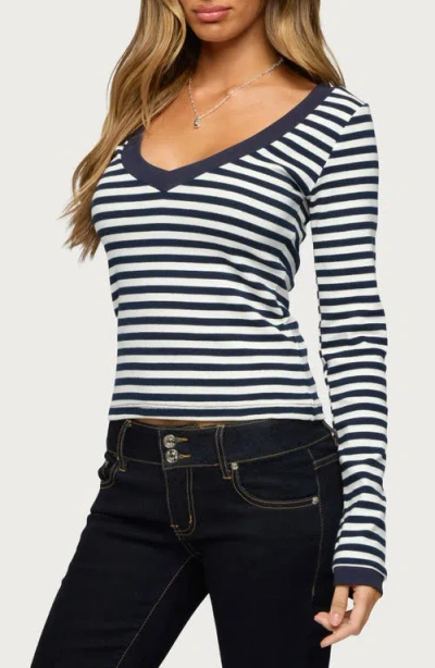 Edikted Kimi Stripe Long Sleeve Top In Multi