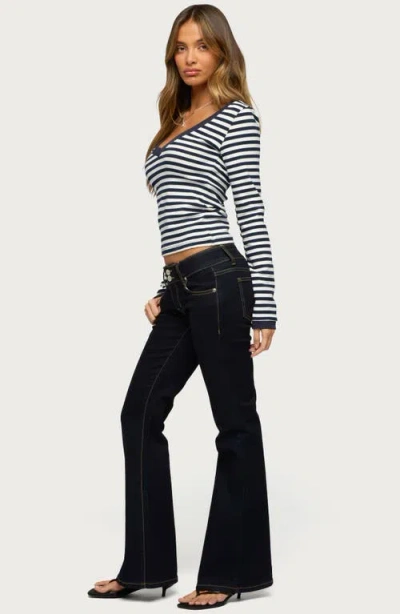 Edikted Kimi Stripe Long Sleeve Top In Multi